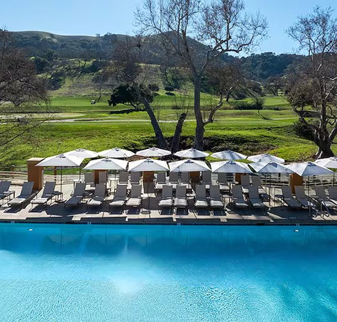 Top view of the pool on a sunny day.