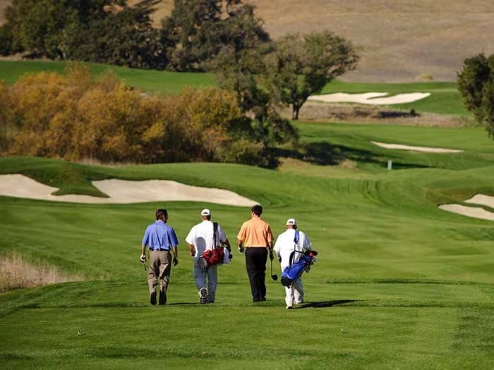 men golfing on course