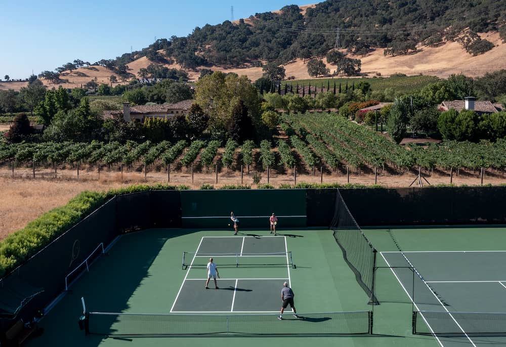 side view of pickleball court
